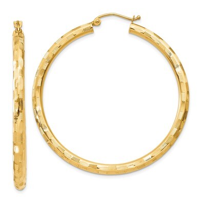 Hoop Earrings 14k Gold Textured TF559, MPN: TF559, 886774731896