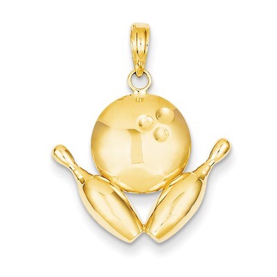 Bowling Theme Charm 14k Gold Diamond-cut K4960, MPN: K4960, 637218019144