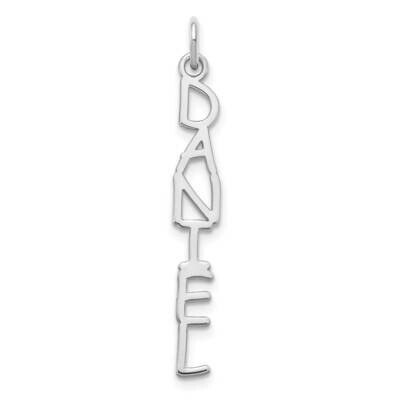 Comic Sans Font Vertical Name Plate Charm 14k White Gold XNA1168W, MPN: XNA1168W,