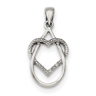CZ Diamond Heart Pendant Sterling Silver Polished QP4454, MPN: QP4454, 191101457609