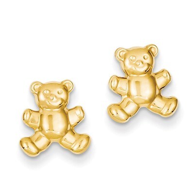 Teddy Bear Post Earrings 14k Gold YE1648, MPN: YE1648, 886774563671