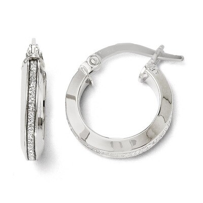 Leslie&#39;s Polished Glimmer Infused Hoop Earrings - 14k White Gold HB-LE332, MPN: LE332, 886774569482