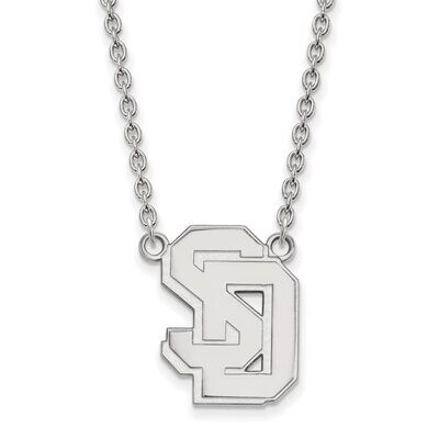 University of South Dakota Large Pendant with Chain Necklace 14k White Gold 4W010USD-18, MPN: 4W010…