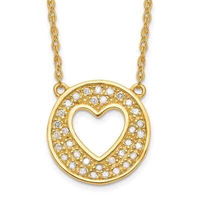 Sterling Silver Gold Plated Diamond Heart in Circle with 2 in ext Necklace PXD2724-SSYS43