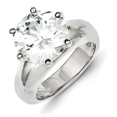 Solitaire Round Diamond Ring Sterling Silver QR34, MPN: QR34, 883957251417