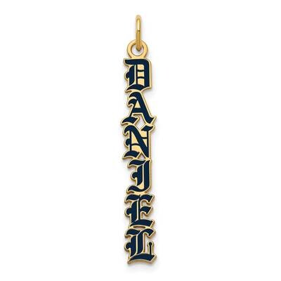 English Towne Font Vertical Name Plate with Epoxy Charm 14k Gold XNA1173Y, MPN: XNA1173Y,