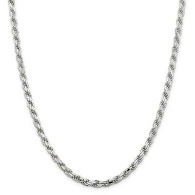 5.75mm Diamond-Cut Rope Chain 28 Inch Sterling Silver QDC120-28, MPN: QDC120-28, 191101769146