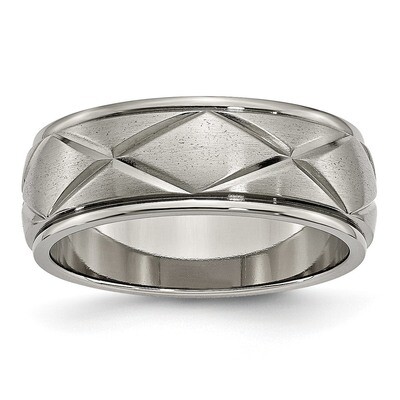 Polished x-Design 8mm Satin Center Ridged Edge Band Titanium TB332-10