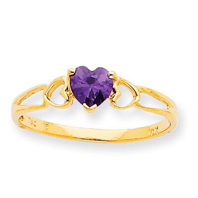 Polished Geniune Amethyst Birthstone Ring 10k Gold 10XBR155, MPN: 10XBR155, 191101091179