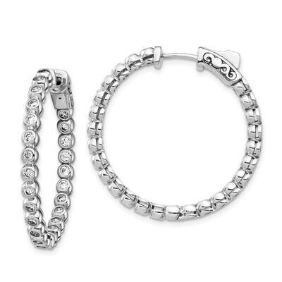 Cz In and Out Round Hoop Earrings Sterling Silver QE15446, MPN: QE15446, 883957940243