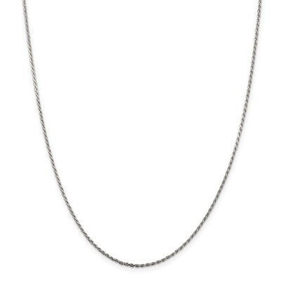 24 Inch Plated 1.5mm Diamond-cut Rope Chain Sterling Silver Rhodium QDC020R-24, MPN: QDC020R-24, 88…