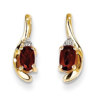 Diamond &amp; Garnet Earrings 14k Gold XBS406, MPN: XBS406, 883957444994