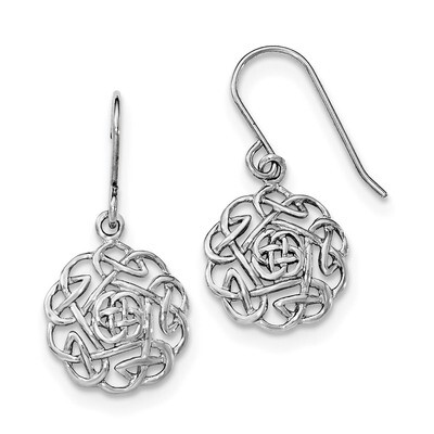 Celtic Shepherd Hook Earrings Sterling Silver Rhodium-plated Polished QE11979, MPN: QE11979, 191101…