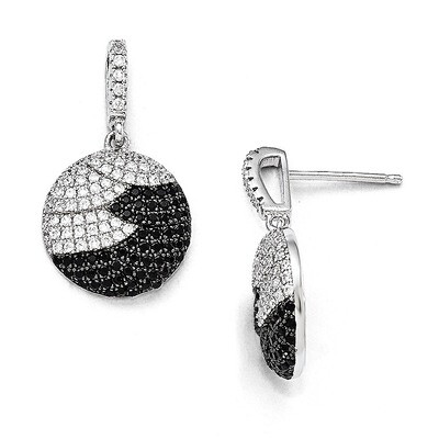 Circle Dangle Post Earrings Sterling Silver &amp; Cubic Zirconia QMP1000, MPN: QMP1000, 883957054223