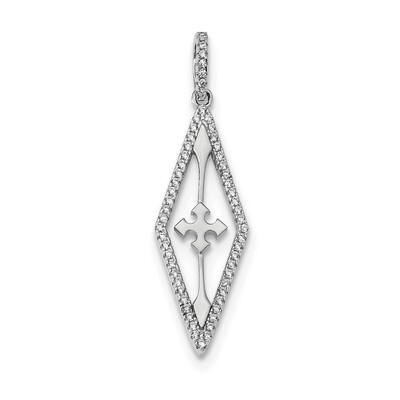 CZ Diamond Pendant Sterling Silver Rhodium-plated QP4777, MPN: QP4777,