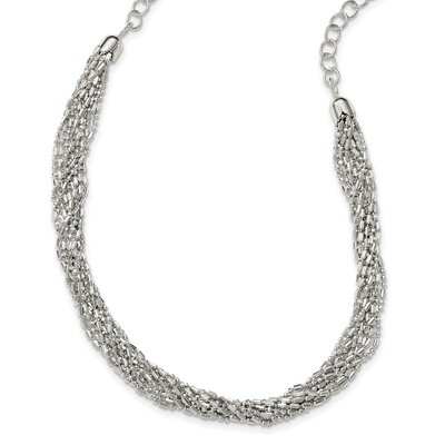 Twisted Multi-Strand Necklace 18 Inch Sterling Silver QG3871-18, MPN: QG3871-18, 191101481307