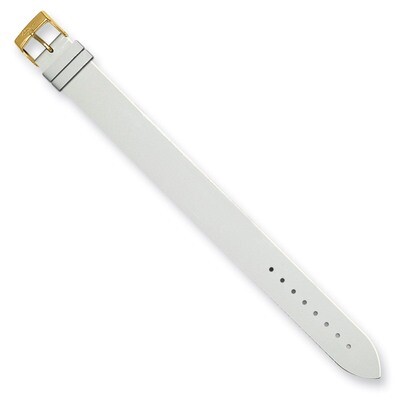 Moog White Smooth Patent Finish Calf Leather Watch Band - Gold-plated, MPN: VE-02G,