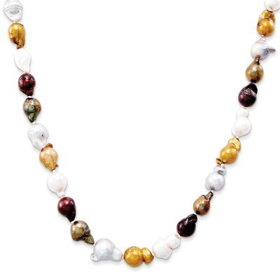 Olive-Gry-Copper-White-Chocolate 10-10.5mm FW Cultured Pearl Necklace QH3050-32