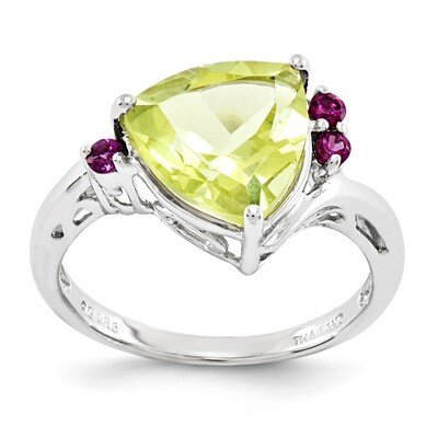 Lemon Quartz &amp; Rhodolite Garnet Ring Sterling Silver QR2898LQ, MPN: QR2898LQ, 886774190174