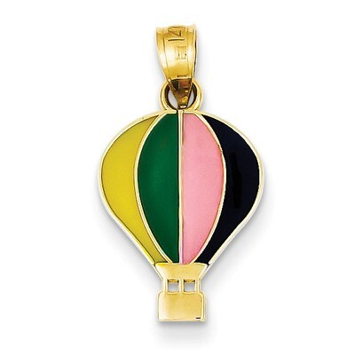 Enameled Yellow with Green Pink Black Hot Air Balloon 14k Gold YC910, MPN: YC910, 883957029474