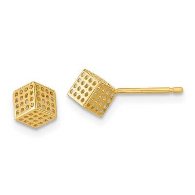 Hollow Block Post Earrings 14k Gold YE1946, MPN: YE1946, 191101799518