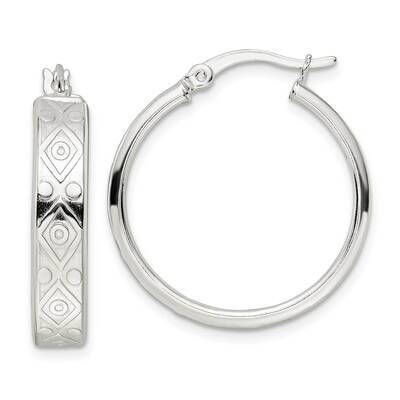 Design Circle Hoop Earrings Sterling Silver Polished QE15919, MPN: QE15919, 196904153031