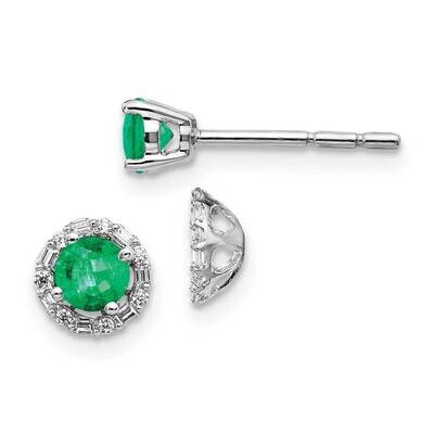 Emerald Earrings 14k White Gold Diamond EM4024-EM-007-WA, MPN: EM4024-EM-007-WA, 191101837043