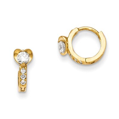CZ Children&#39;S Heart Hinged Hoop Earrings 14k Gold GK738, MPN: GK738, 191101458231