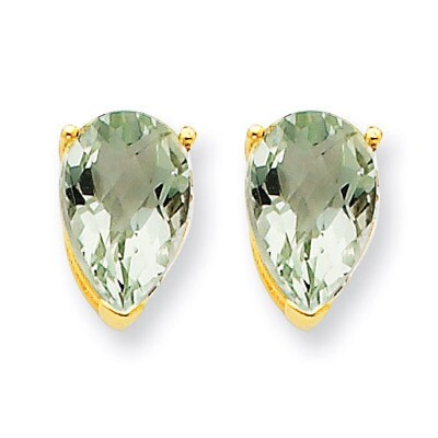 9x6 Pear Green Quartz Earrings 14k Gold XE82AG, MPN: XE82AG, 883957103839