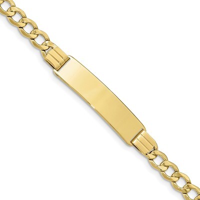 8 Inch Semi-solid Curb Link ID Bracelet 10k Gold 10DCID111-8, MPN: 10DCID111-8, 191101440625
