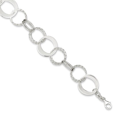 7.5 Inch Textured Circle Link Bracelet Sterling Silver Polished QG3327-7.5, MPN: QG3327-7.5, 886774…