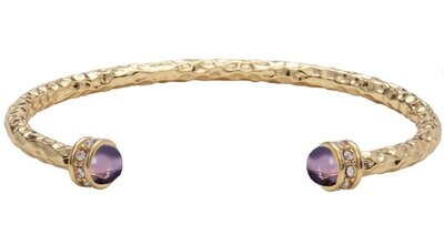 Halcyon Days Hammered Amethyst Gold Torque Bangle Bracelet BRSHS13HTG, MPN: BRSHS13HTG,