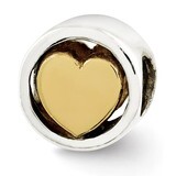 Gold-plated Heart Bead - Sterling Silver QRS2741, MPN: QRS2741, 886774578613