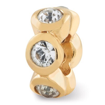 Gold-plated April Swarovski Elements Bead - Sterling Silver QRS1262GPAPR, MPN: QRS1262GPAPR, 883957…