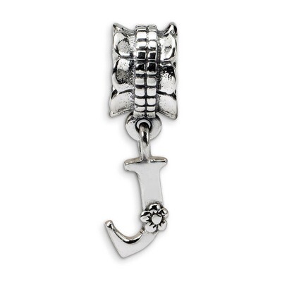Letter J Dangle Bead - Sterling Silver QRS1400J, MPN: QRS1400J, 883957304236