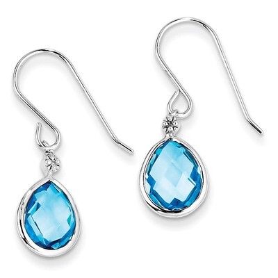 Lt Swiss Blue Topaz Earrings Sterling Silver Rhodium-plated Diamond QE10303BT, MPN: QE10303BT, 8839…