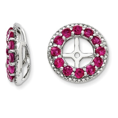 Diamond &amp; Created Ruby Earring Jacket Sterling Silver Rhodium QJ123JUL, MPN: QJ123JUL, 191101392061
