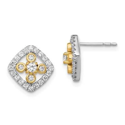 Si1/Si2, G H I, Fancy Square Post Earrings 14k Two-tone Gold Lab Grown Diamond EM7967-063-WYLG, MPN…