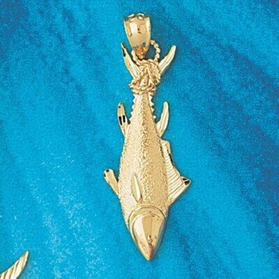 Dazzlers Jewelry Tuna Fish Pendant Necklace Charm Bracelet in Yellow, White or Rose Gold 566, MPN: …