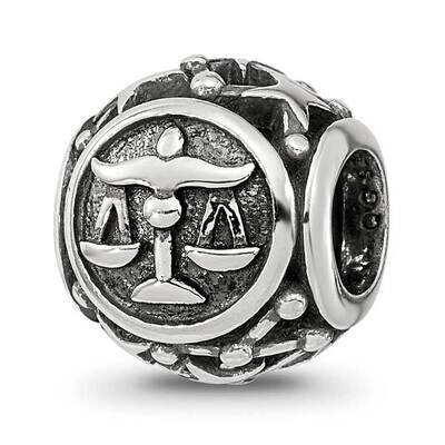 Antiqued Zodiac Libra Bead Sterling Silver QRS4090, MPN: QRS4090,