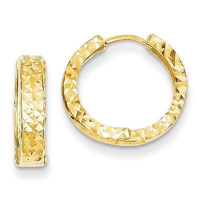 Hinged Hoop Earrings 14k Gold Diamond-cut Y7926, MPN: Y7926, 886774563602