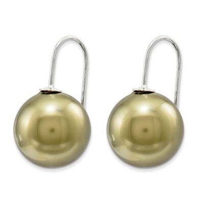 14mm Olive Shell Bead Earrings Sterling Silver QE5788