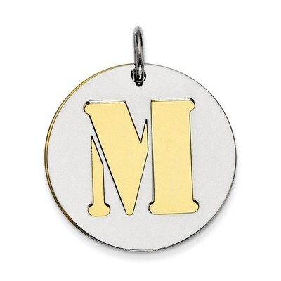 Initial M Double Plate Round Charm Sterling Silver QC7910M, MPN: QC7910M,