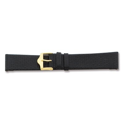 12mm Flat Black Lizard Grain Leather Watch Band 6.75 Inch Silver-tone Buckle BAW93-12, MPN: BAW93-1…
