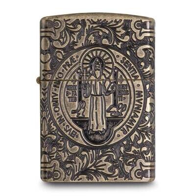 Zippo Armor St Benedict Design Antique Brass Lighter GM25843, MPN: GM25843, 191693061970