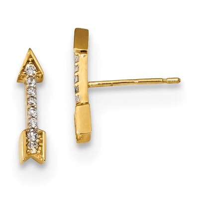 Madi K Polished CZ Diamond Arrow Post Earrings 14k Gold GK958, MPN: GK958, 191101077876