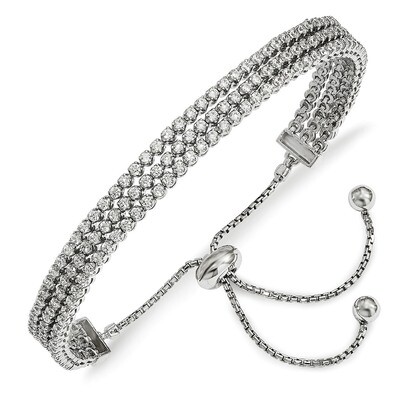 Polished Adjustable Bracelet Sterling Silver CZ QG4173, MPN: QG4173, 883957911847