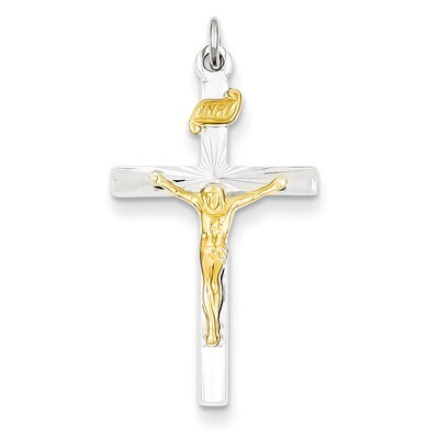 Vermeil INRI Crucifix Charm Sterling Silver QC3386, MPN: QC3386, 883957597676