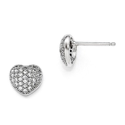 Heart Post Earrings Sterling Silver &amp; Cubic Zirconia Polished QMP141, MPN: QMP141, 886774165011