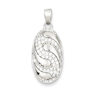 Sterling Silver Rhodium Plated Diamond Swirly Pendant QP2752